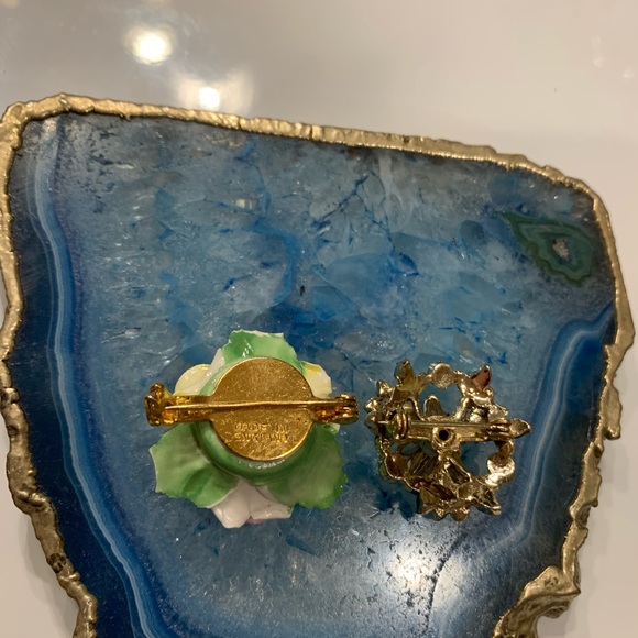 Floral Brooch Set with Pink and Yellow Accents - Picture 2 of 4